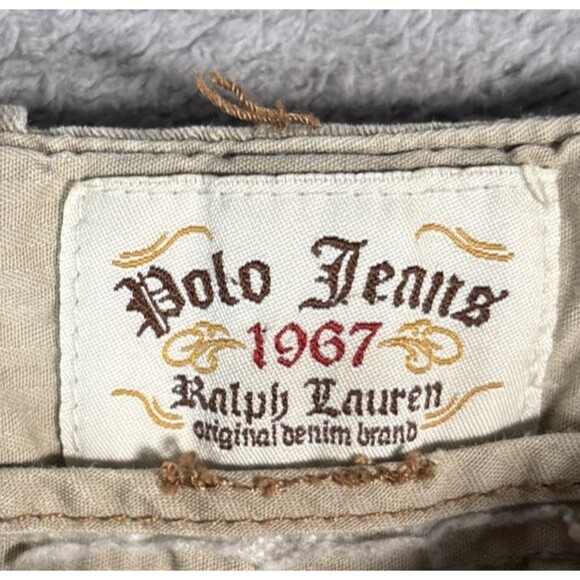 Polo Jeans Co Ralph Lauren Cargo Capris Women Size 32x21 Khaki Tie Ankle Utility - Picture 10 of 14